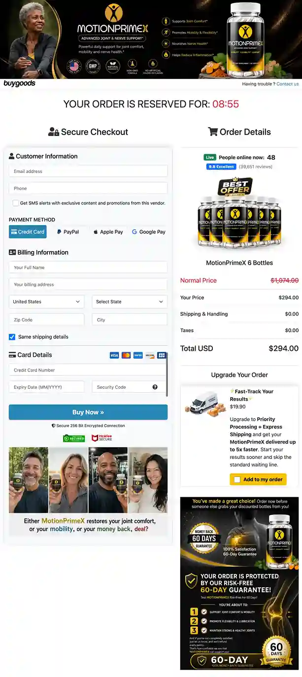 MotionPrimeX Secure Payment Checkout Options